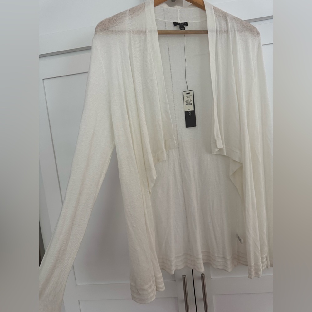NWT Talbots White Women's open Cardigan Size MP - Picture 2 of 6